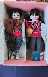 Matching Boy And Girl Fine Porcelain Dolls