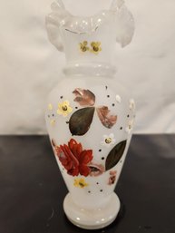 Frosted Glass Flowered Bud Vase