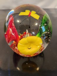 Flowered Glass Paperweight