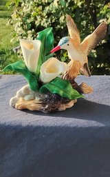 Never Used Porcelain Flower And Hummingbird Figurine