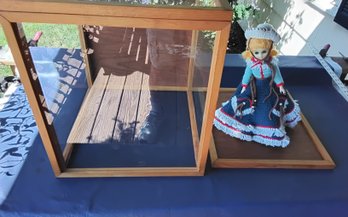 Hand Knitted Doll With Glass Display Case