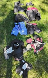 Collection Of Hockey Shorts And Chest Gear