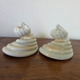 Vintage Ceramic Candlestick Holders Ram Horn Style