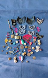 Vintage Military Patches, Bars, Buttons Etc