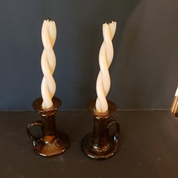 Pair Of Ceramic Candle Holders