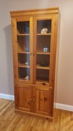 Custom Built Pine Cabinet With Glass Doors