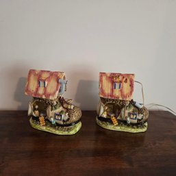 Pair Of Royal Sealy Porcelain Ceramic Shoe Lamp