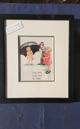 1950s Framed Sally, Dick And Jane Illustration