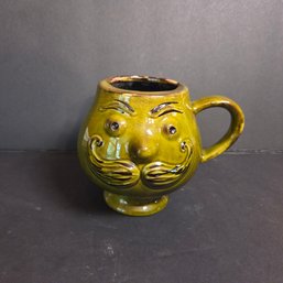 Holiday Designs USA Handlebar Mustache Shaving Cup Green Vintage