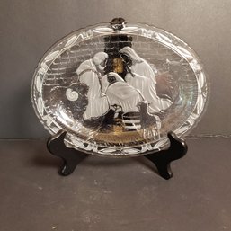 MIKASA Nativity Embossed Frosted Crystal Plate Christmas 9'