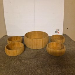 Wooden Salad Bowl With Matching Bowls