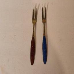 J. Tostrup Norway Sterling Cocktail Forks- Two