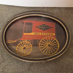 Vintage Metal A&P Tray With Tea Wagon
