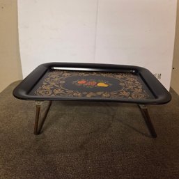 Vintage Metal Folding Tray With Fruit Motif