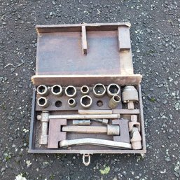 Socket Wrench Tool Set Vintage In Wooden Box
