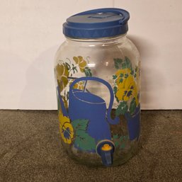 Vintage Glass Sun Tea Jar Floral Garden Themed