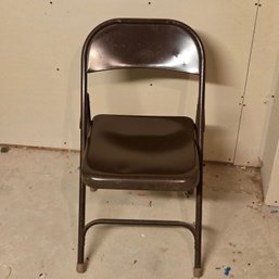Ten Brown Metal Folding Chairs
