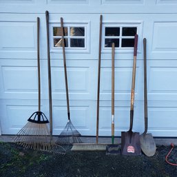 Assorted Yard Tools & Broom