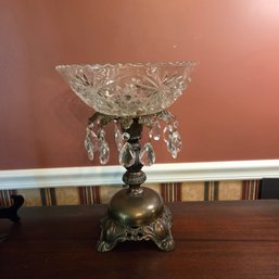 Vintage Crystal Bowl On Stand