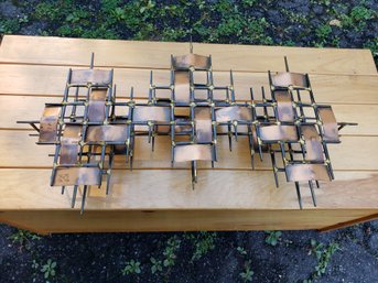 Brutalist Mid Century Nail Art Sculpture Signed Ron Schmidt