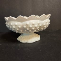 Fenton Hobnail Milk Glass Centerpiece Candle Holder Flower Bowl