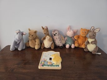 GUND Winnie The Pooh Plushes & Light Switch Plate