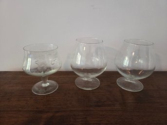 Trio Of Brandy Sniffer Glasses