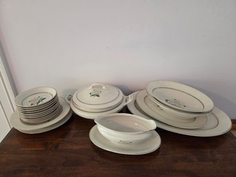 Embassy White Rose Pattern Plates & Serving Pieces