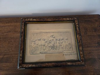 Framed Cherub Print Signed