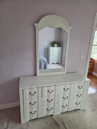 White Painted Wood Dresser With Mirror