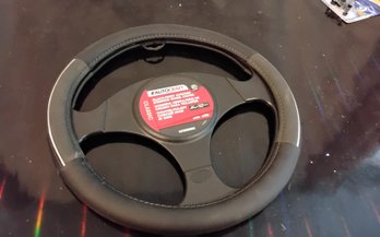 Brand New Leather And Chrome Steering Wheel Cover