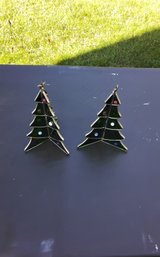 2 Stained Glass Christmas Tree Decorations