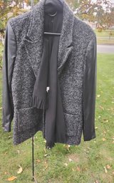 Metaphor Wool And Leather Women's Coat With Scarf