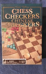 Game Gallery Chess Checkers Set, Wooden Playing Pieces