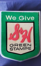 Vintage Green Stamps Lighted Sign And Box Of Green Stamps
