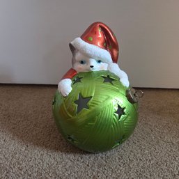 Reflections Home Decor Christmas Cat Luminary- Green