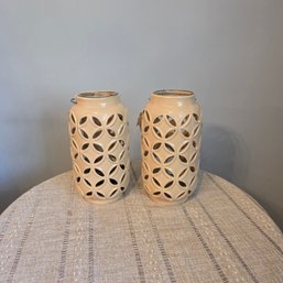 Pair Of Ceramic Candle Lanterns