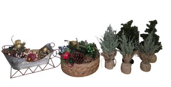 Christmas Decor Including Sleigh & Trees