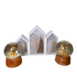 Stony Creek Pre-lit Diorama & Two Snow Globes