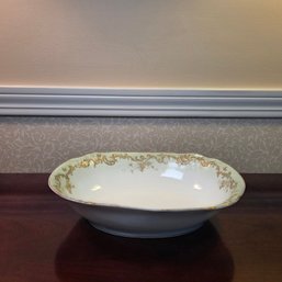 Limoges France Elite Porcelain Oval Serving Bowl ~9.5
