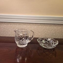 Stuart Mini Creamer & Small Glass Dish Marked Italy