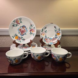 Varoslodi Majolica Hungary Plates Teacups Saucers