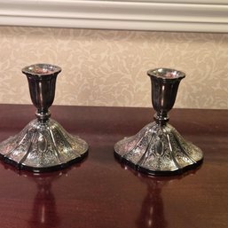Pair Of Silver Plate Candlesticks