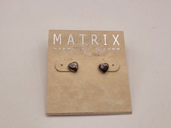 Matrix Sterling Silver Heart Shaped Earrings