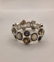 Stretch Bracelet With Smoked Gems