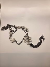 Long Flower Statement Necklace