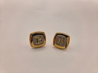 Gold Toned Monogram 'b' Cufflinks