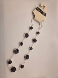 Napier Silver Tone Purple Acrylic Stone Necklace