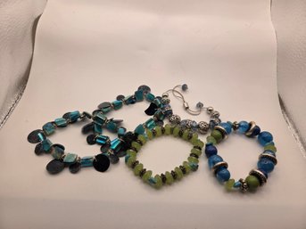 Assorted Blue & Green Tone Bracelets