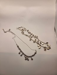 Two Silver Tone Necklaces